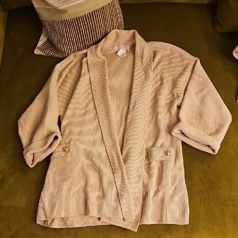 Escada Cream Ribbed Knit Sweater, 100% Wool, Made In Germany